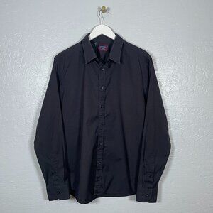 Untuckit Men XL Black Long Sleeve Shirt Cotton Slim Fit Button Front Normcore